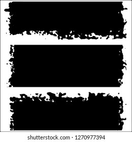 Set of grunge textures. Black paint strokes, spots on white background