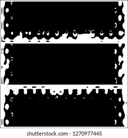 Set of grunge textures. Black paint strokes, spots on white background