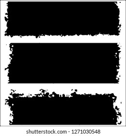Set of grunge textures. Black paint strokes, spots on white background