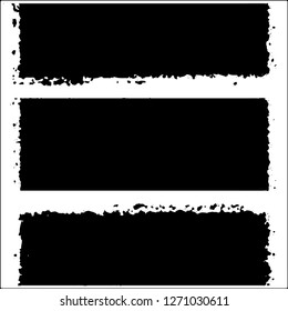 Set of grunge textures. Black paint strokes, spots on white background