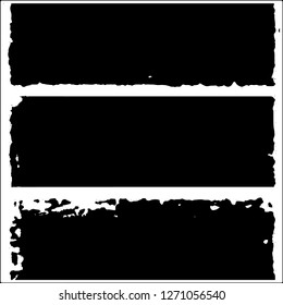 Set of grunge textures. Black paint strokes, spots on white background