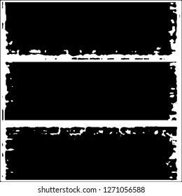 Set of grunge textures. Black paint strokes, spots on white background