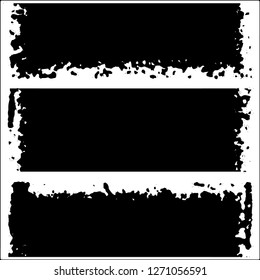 Set of grunge textures. Black paint strokes, spots on white background