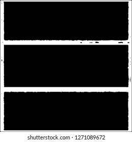 Set of grunge textures. Black paint strokes, spots on white background