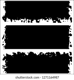 Set of grunge textures. Black paint strokes, spots on white background