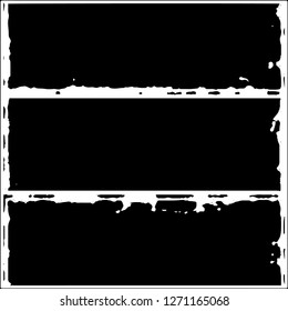 Set of grunge textures. Black paint strokes, spots on white background