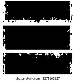 Set of grunge textures. Black paint strokes, spots on white background