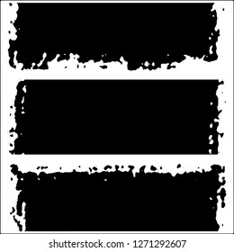 Set of grunge textures. Black paint strokes, spots on white background