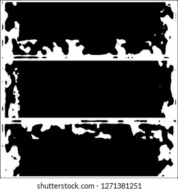 Set of grunge textures. Black paint strokes, spots on white background
