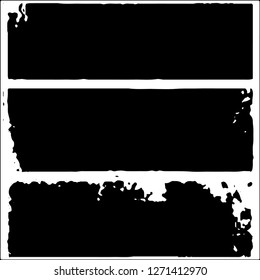 Set of grunge textures. Black paint strokes, spots on white background