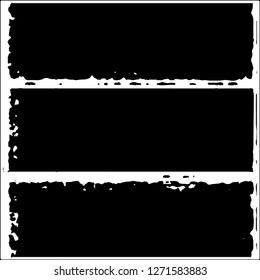 Set of grunge textures. Black paint strokes, spots on white background