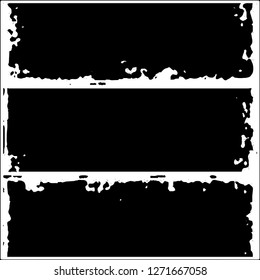 Set of grunge textures. Black paint strokes, spots on white background