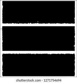 Set of grunge textures. Black paint strokes, spots on white background
