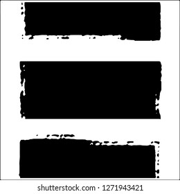 Set of grunge textures. Black paint strokes, spots on white background