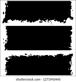 Set of grunge textures. Black paint strokes, spots on white background