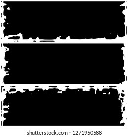 Set of grunge textures. Black paint strokes, spots on white background