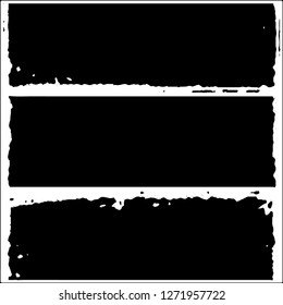 Set of grunge textures. Black paint strokes, spots on white background