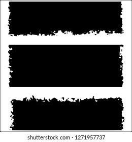 Set of grunge textures. Black paint strokes, spots on white background