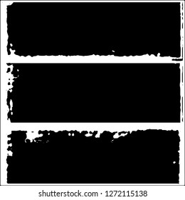 Set of grunge textures. Black paint strokes, spots on white background