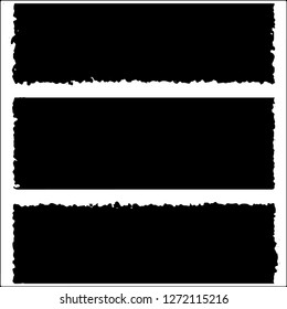 Set of grunge textures. Black paint strokes, spots on white background