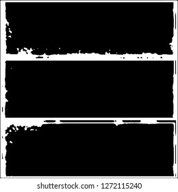 Set of grunge textures. Black paint strokes, spots on white background