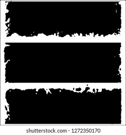 Set of grunge textures. Black paint strokes, spots on white background