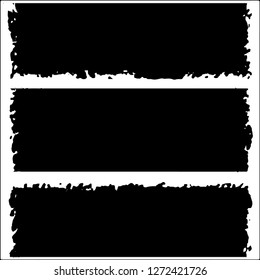 Set of grunge textures. Black paint strokes, spots on white background
