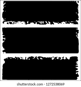 Set of grunge textures. Black paint strokes, spots on white background