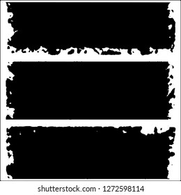 Set of grunge textures. Black paint strokes, spots on white background