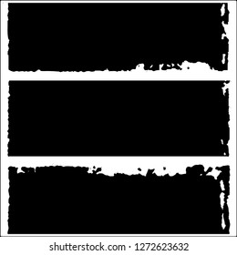 Set of grunge textures. Black paint strokes, spots on white background