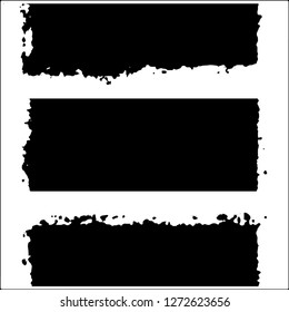Set of grunge textures. Black paint strokes, spots on white background