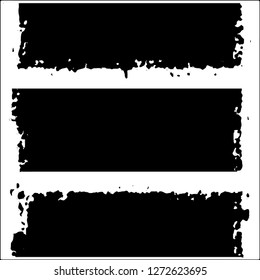 Set of grunge textures. Black paint strokes, spots on white background