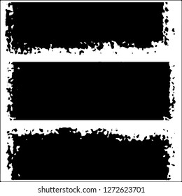 Set of grunge textures. Black paint strokes, spots on white background
