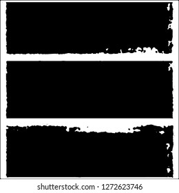 Set of grunge textures. Black paint strokes, spots on white background