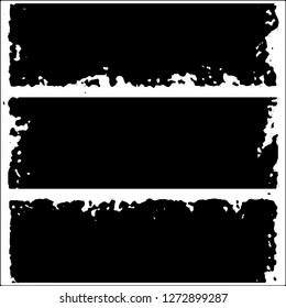 Set of grunge textures. Black paint strokes, spots on white background