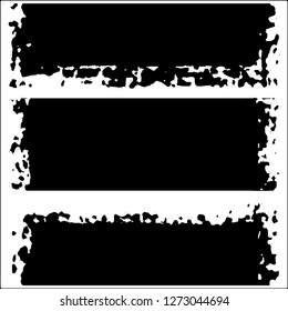 Set of grunge textures. Black paint strokes, spots on white background
