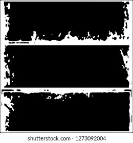 Set of grunge textures. Black paint strokes, spots on white background