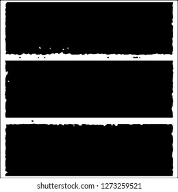 Set of grunge textures. Black paint strokes, spots on white background
