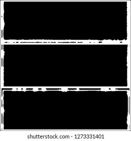 Set of grunge textures. Black paint strokes, spots on white background