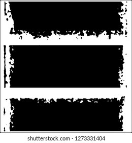 Set of grunge textures. Black paint strokes, spots on white background