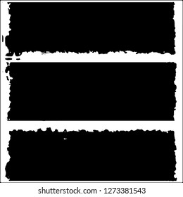 Set of grunge textures. Black paint strokes, spots on white background