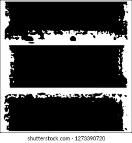 Set of grunge textures. Black paint strokes, spots on white background