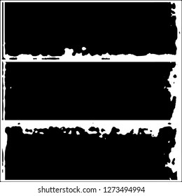 Set of grunge textures. Black paint strokes, spots on white background