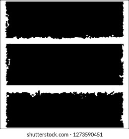 Set of grunge textures. Black paint strokes, spots on white background