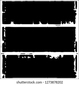 Set of grunge textures. Black paint strokes, spots on white background