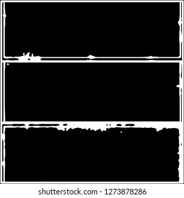 Set of grunge textures. Black paint strokes, spots on white background