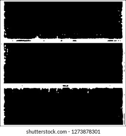 Set of grunge textures. Black paint strokes, spots on white background