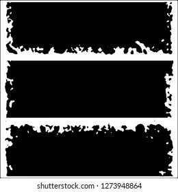 Set of grunge textures. Black paint strokes, spots on white background
