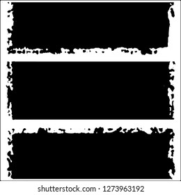 Set of grunge textures. Black paint strokes, spots on white background