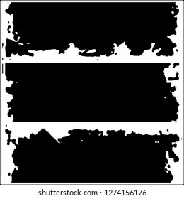 Set of grunge textures. Black paint strokes, spots on white background